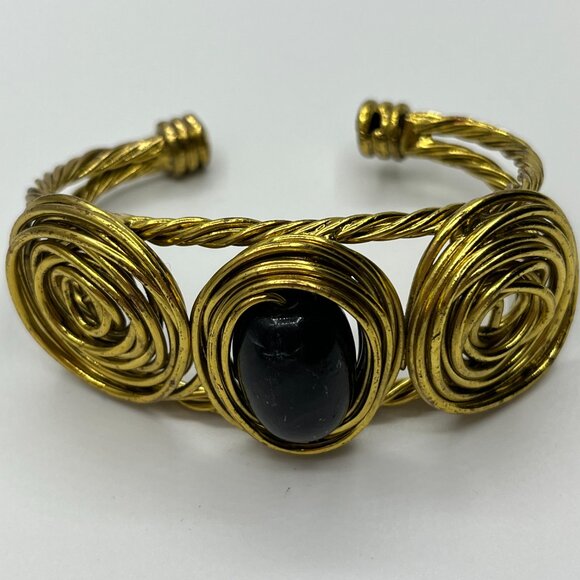 Chunky Modernist Goldtone Twisted Rope Bangle JP185 - Picture 5 of 7